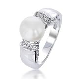 Bling Jewelry Pave CZ Art Deco Freshwater Pearl Ring (more sizes)