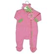 Mud Pie Baby Little Sprout Footed Cotton Sleeper with Ruffles, Pink, 0 - 6 Months