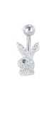 Clear and Blue Bunny Belly Ring