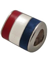 Genuine Zable (TM) Product. 925 Sterling Silver France Flag Bead Charm. 100% Satisfaction Guaranteed.