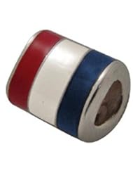 Genuine Zable (TM) Product. 925 Sterling Silver France Flag Bead Charm. 100% Satisfaction Guaranteed.