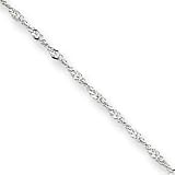 14k White Gold 1.1mm Singapore Chain Necklace - 30 Inch - Spring Ring