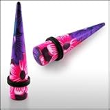 Multi Color Flowers Straight Ear Expander Piercing Jewelry