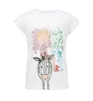 Pure Cotton Zebra & Girl Print T-Shirt