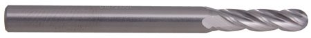 3/8″ dia., 3/8″ shank, 2 1/2″ oal, 2 flute, center cutting, 30 deg. helix. 4 flute, ball end, solid carbide, garr end mill