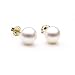 AugustinaJewelry AAA Quality Round 7-7.5mm Akoya SaltWater cultured White Pearl Earrings with 14K Yellow Gold Mount