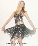 IMAGE OF Sequins Black Belly dance dress