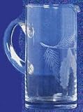 Individually Hand Etched Glass Pine Cone Syrup Pitcher 5"H 10 oz Set / 2