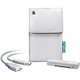 ineo iPile I-NA214U Plus, 2.5-Inch SATA External Hard Drive Module to USB 3.0 with Leather Pouch (White)