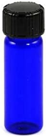 COBALT BLUE GLASS VIAL 1 DRAM WITH PHENOLIC CAP- 6 PACK