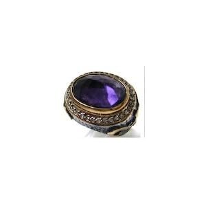 Bora Oxidized Sterling Silver .925 and Bronze Amethyst Dome ring