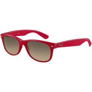 Ray-Ban RB2132 New Wayfarer Sunglasses,Fuscia Frame/Crystal Grey Gradient Lens,52 mm
