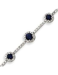 Sterling Silver Blue And Clear CZ Bracelet - 7 Inch