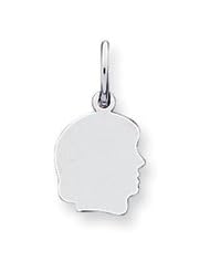 14k White Gold Plain Small Facing Right Engravable Girl Charm