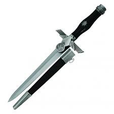 Black And Chrome German Dagger With Nazi Eagle And Sign