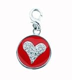 Starry Eyed Heart Cat or Dog Collar Charm Tag in Red