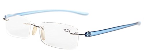 Eyekepper Readers Small Lenes Rimless Reading Glasses Blue Arm +2.0