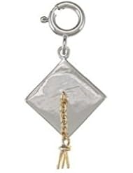Sterling Silver Graduation Hat with Gold-plated Tassle Charm