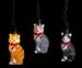 Set of 10 Adorable House Cats with Red Bow Christmas Lights - Green Wire