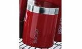 Round Biscuit Tin Red Enamel