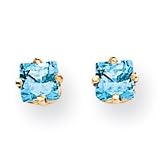 14k 4mm Princess Cut Blue Topaz earring XE60BT