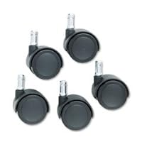 Master Caster 64334 Doublewheel Nylon Casters, Flat Stem, Matte Black, Five per Set