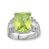 .925 Silver & Apple Green CZ Ring, Sizes 6-8