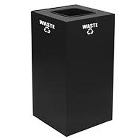 Steel Recycling Container With Waste Disposal Opening - 32 Gal. Cap. Black