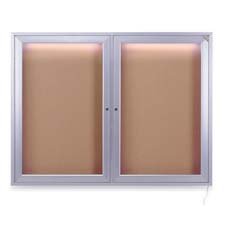 GHECPA23648K - Bulletin Board,w/Concealed Light,Cork Surface,1-Door,4x3