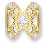 Jewelco London 9ct Solid Gold Cubic Zirconia Encrusted Cut-out Cross-over Spinning Ball Pendant ( 2.3g )