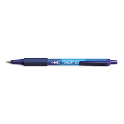 BIC Soft Feel Retractable Ball Pen, Fine Point, 0.8mm, Blue, 12 Pens (SCSF11-Blu)