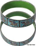 Bracelets Bangle Pair Sterling Silver Enamel Jewelry 2.75 inches (esbn074)