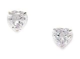 14k White Gold 6x6mm Heart Shaped CZ Screwback Earrings - JewelryWeb