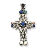Sterling Silver Multi-color Stone Cross QC3290