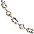 14k White Gold White and Champagne Diamond Bracelet - Measures 8mm