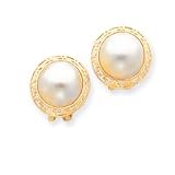 14k 14-15mm Mabe Cultured Pearl Earrings