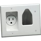 DataComm 45-0021-WH Recessed Low Voltage Cable Plate with Recessed Power (White)