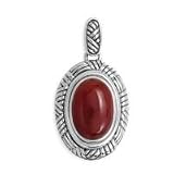 .925 Silver and Carnelian Oval Drop Pendant