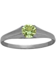 14 Karat White Gold Genuine 0.28tcw. Peridot August Baby Gemstone Ring