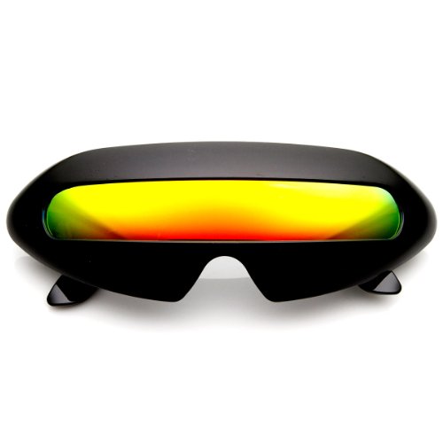 Futuristic Cyclops Neon Shield Color Mirror Lens Wrap Sunglasses