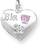 Enameled Pink Cubic Zirconia Big Sister Charm, Sterling Silver