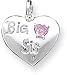 Enameled Pink Cubic Zirconia Big Sister Charm, Sterling Silver