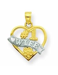 10K Gold & Rhodium #1 Wife Heart Charm