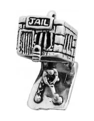 Sterling Silver 3D Openable Jail House With Man In Chains Working Inside Charm