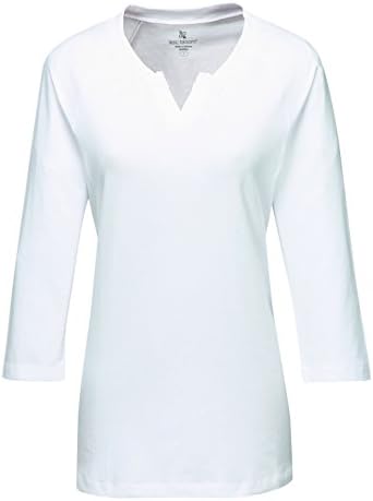 Women's Cotton/Spandex 3 4 Sleeves Split Neck Jersey Knit Sofia Shirt (8 Colors)
