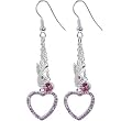 Officially Licensed PLAYBOY Rabbit Head Pink Gem HOLLOW HEART Dangle Earrings