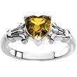 14K White Gold Citrine Heart Ring