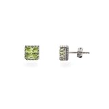 Eve's Addiction Crown Set Princess Cut Peridot Sterling Silver CZ Studs