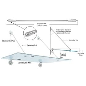 CRL Brushed Stainless 37" Glass Awning System Connecting Rod for 36" Wide Panels