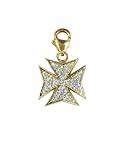 14k Choice of White or Yellow Gold Diamond Maltese Cross Charm (1/10 cttw, I Color, I2 Clarity)